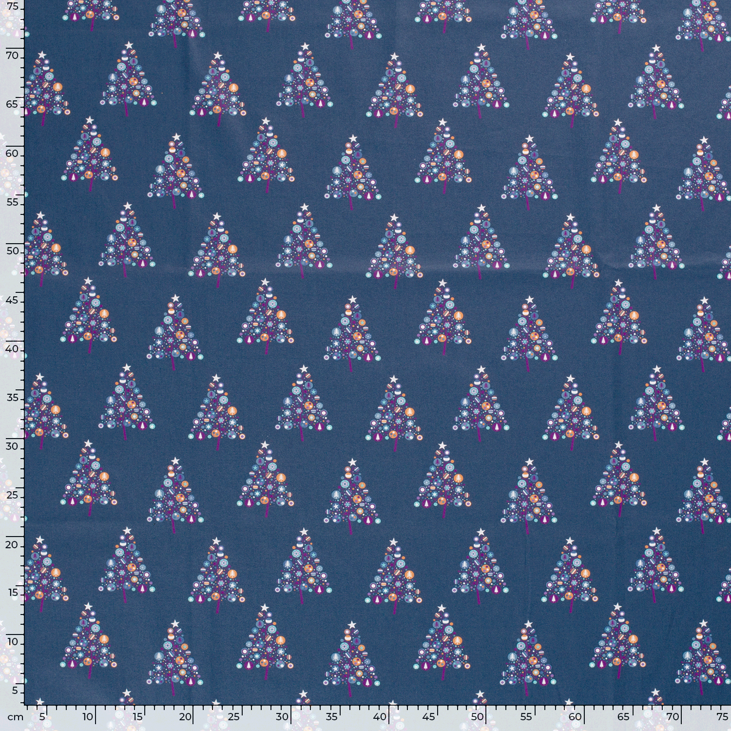 Poplin i bomuld med print, juletræ, marineblå - Billede 5