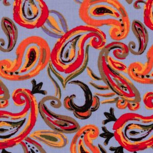 Tekstur vævet bomulds viscose med print, lilla paisley