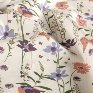 Poplin i bomuld med print, blomster, råhvid