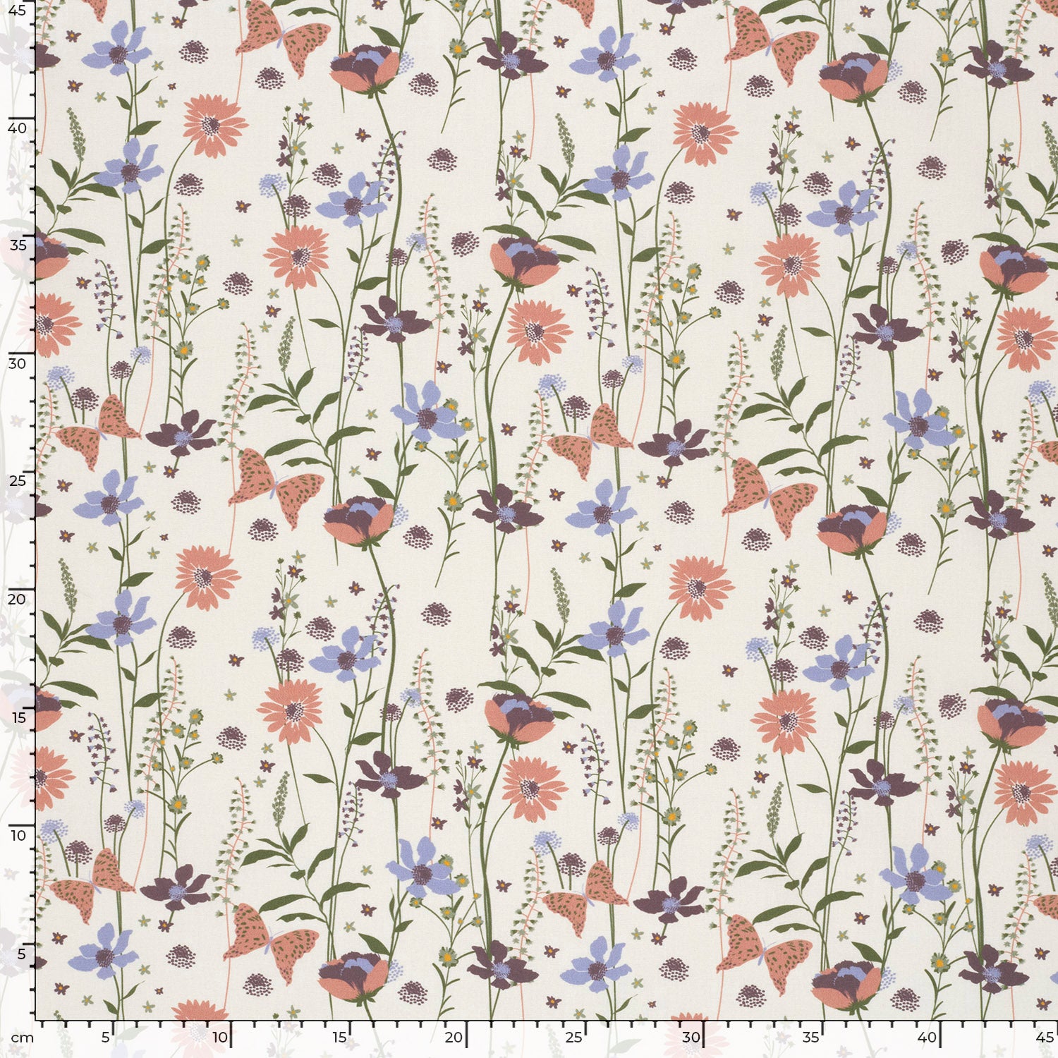 Poplin i bomuld med print, blomster, råhvid - Billede 5