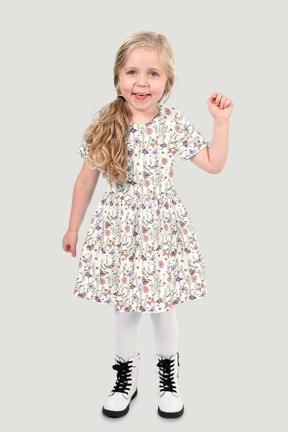 Poplin i bomuld med print, blomster, råhvid - Billede 6