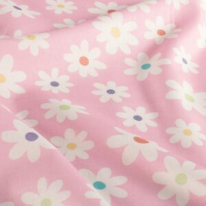 Poplin i bomuld med print, blomster, lyserød