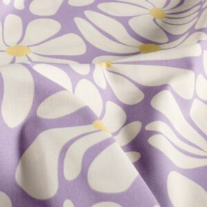 Poplin i bomuld med print, blomster, lilla