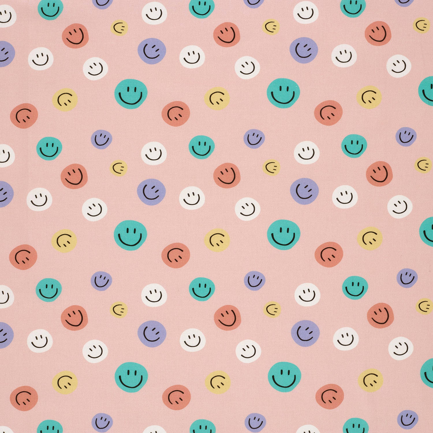 Poplin i bomuld med print, smiley, gammel lyserød - Billede 2