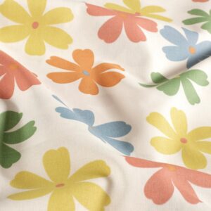 Poplin i bomuld med print, blomster, råhvid