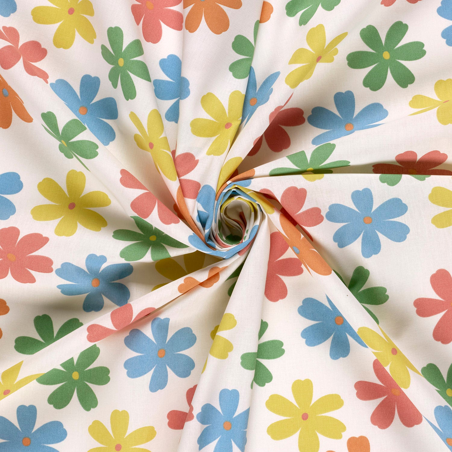Poplin i bomuld med print, blomster, råhvid - Billede 3