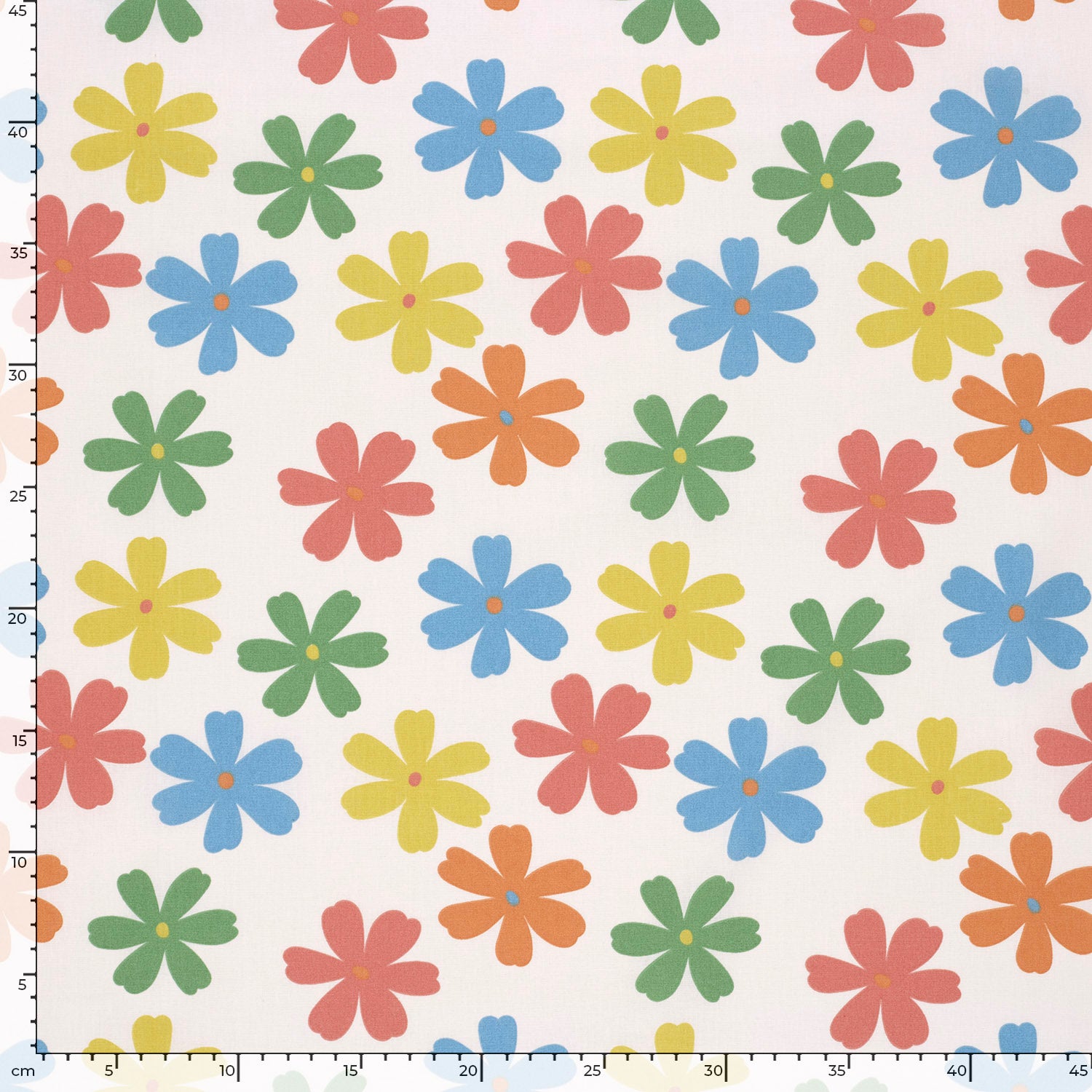 Poplin i bomuld med print, blomster, råhvid - Billede 5