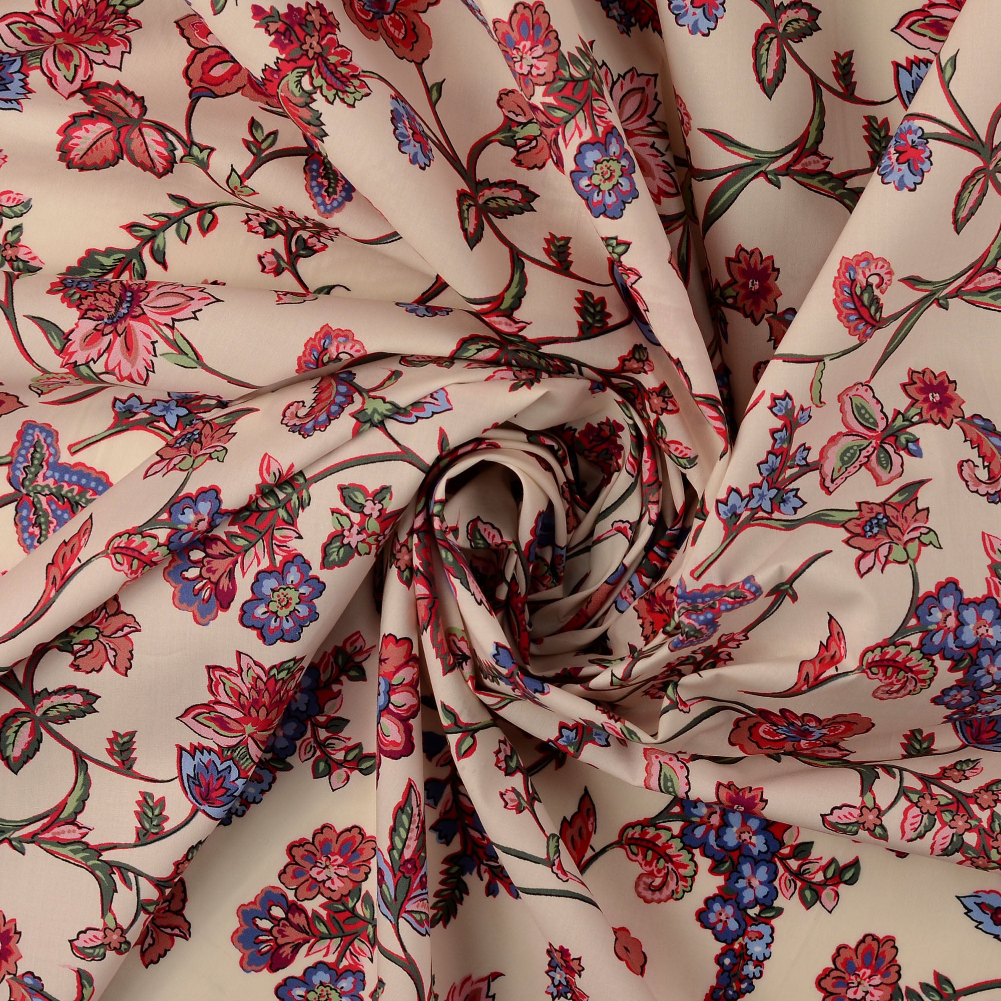 Poplin i bomuld med digital print, paisley, bordeauxrød - Billede 2