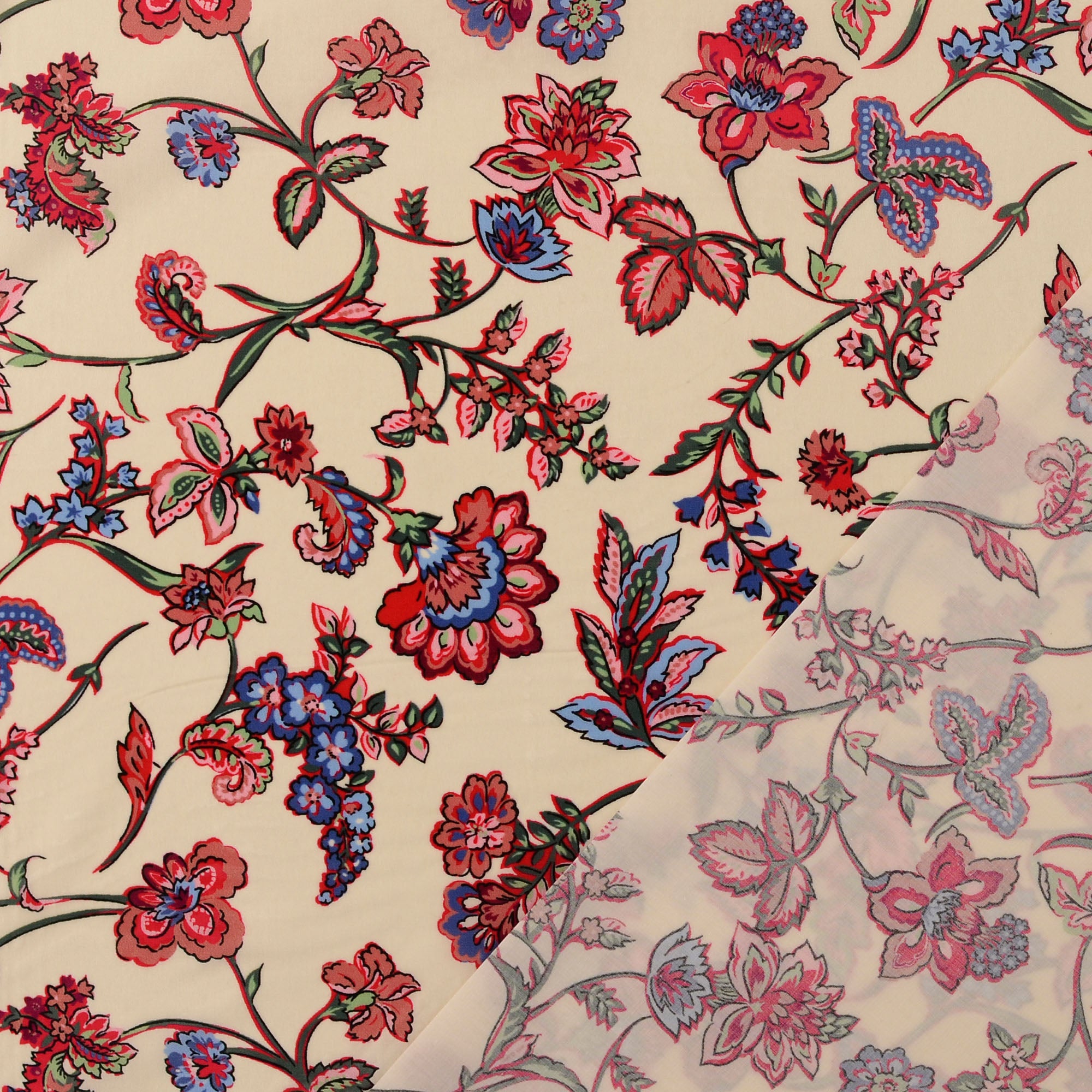 Poplin i bomuld med digital print, paisley, bordeauxrød - Billede 3