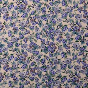 Poplin i bomuld, blomster, råhvid