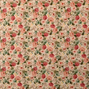 Poplin i bomuld, blomster, råhvid